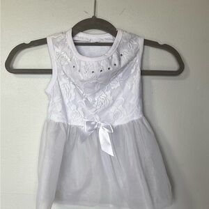White Lace & Tulle Dress with Satin Bow for Dog. Size L